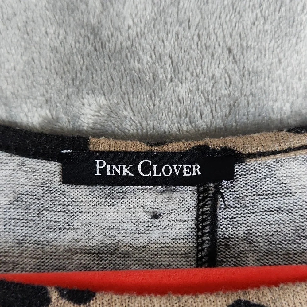 PINK CLOVER Animal print long sleeve soft top with elbow patch - Picture 2 of 9